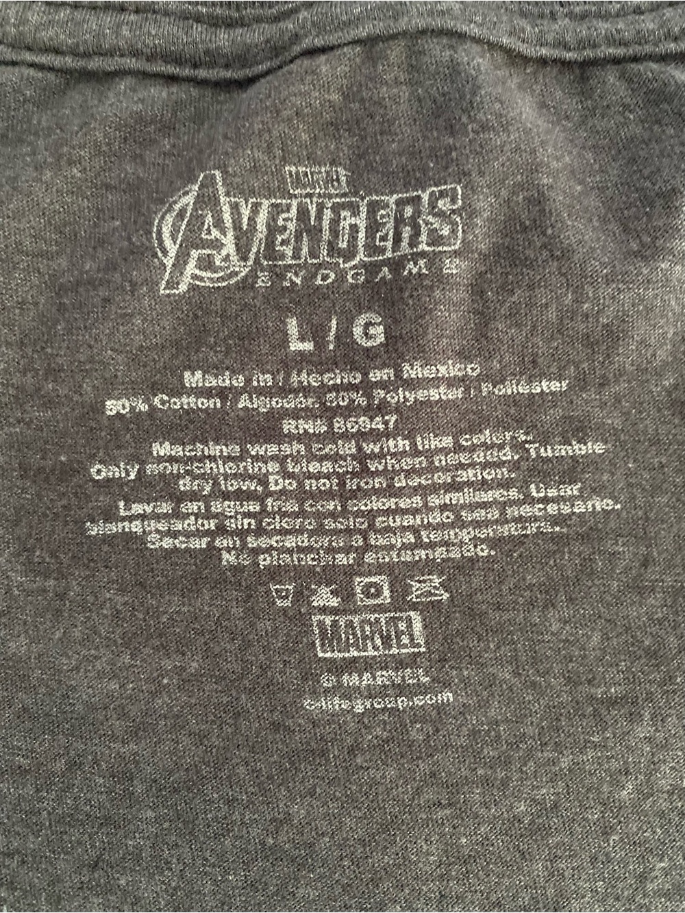 Marvel Avengers Endgame Graphic Logo Crew Neck Short Sleeve Gray Men Tee Large - Picture 6 of 7